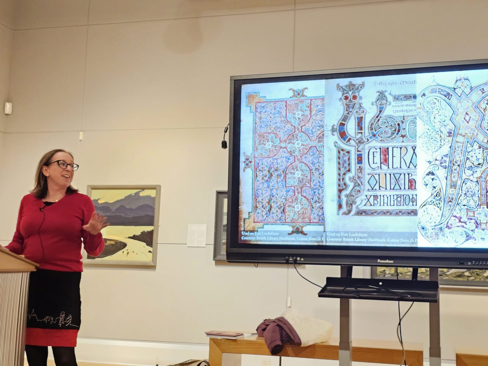 Sara Elin Roberts giving a lecture for the Anglesey Antiquarian Society